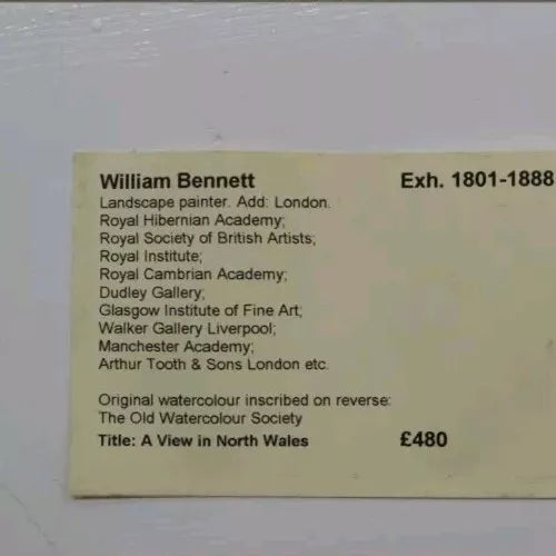 William Bennett 'A view in North Wales' a Beautiful 19th C. Framed watercolour