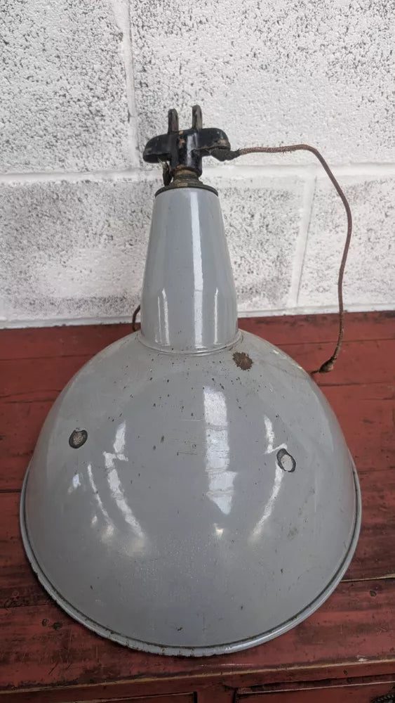 Industrial Art Enamel Factory Shade Salvage Light Fitting Funky Shape