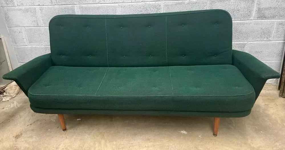 Mid Century Scandinavian Sofa Bed 1950’s MCM Steel Frame Sprung fantastic Condition