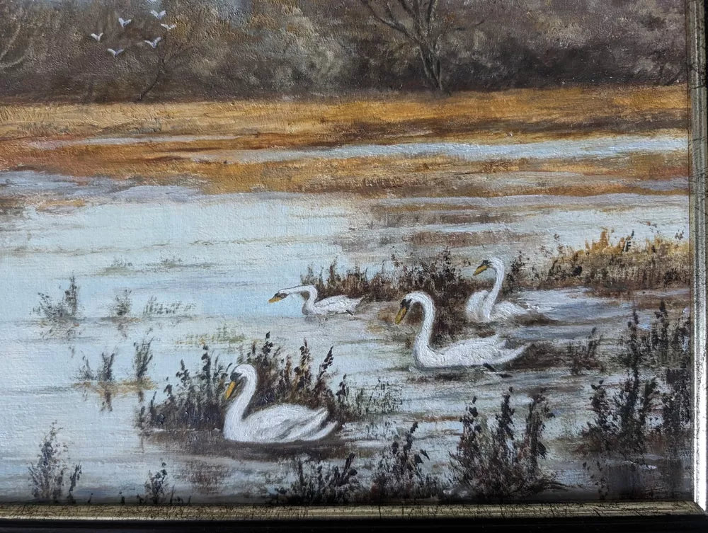 Naive signed Oil Painting on Board Stapenhill Trent Notts 85 Joan Baxter Vintage