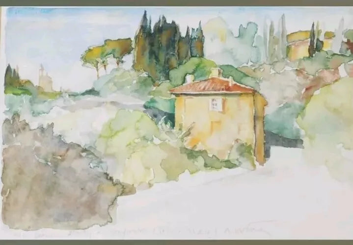 Fantastic Marc SA Winer Watercolour Near Siena Tuscany Italy Well Executed 1981