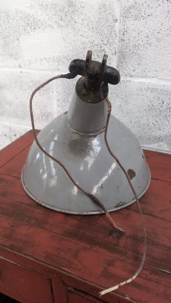 Industrial Art Enamel Factory Shade Salvage Light Fitting Funky Shape