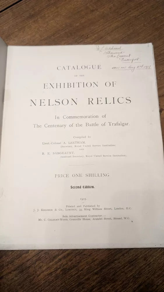 VERY RARE BOOK EXHIBITION OF NELSON RELICS 1905 ROYAL UNITED SERVICE INSTITUTION