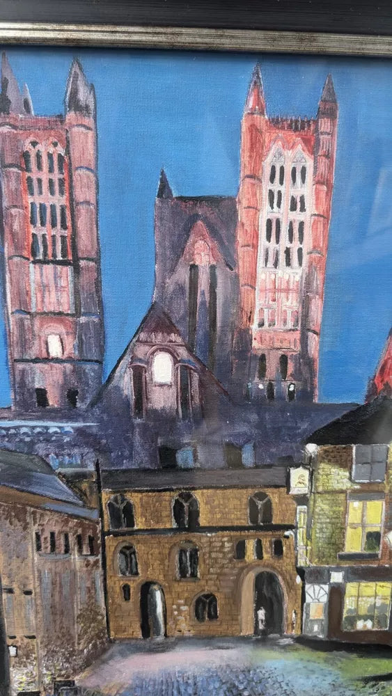 Lincoln Castle Square Joy James Acrylic On Canvas Bright Painting Framed &Glazed