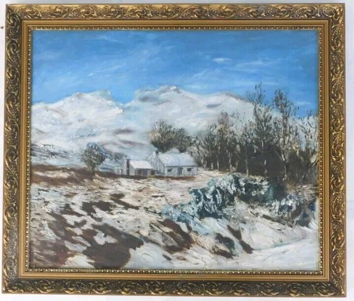 20thC School. Winter landscape, oil on canvas, indistinctly signed, 69cm x 59cm.