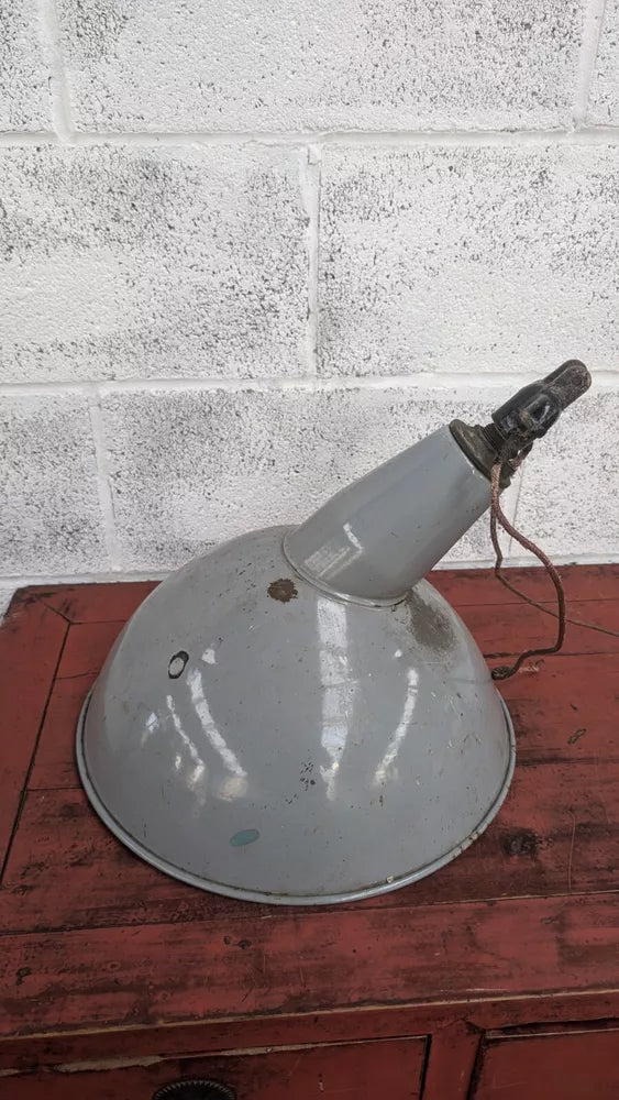 Industrial Art Enamel Factory Shade Salvage Light Fitting Funky Shape