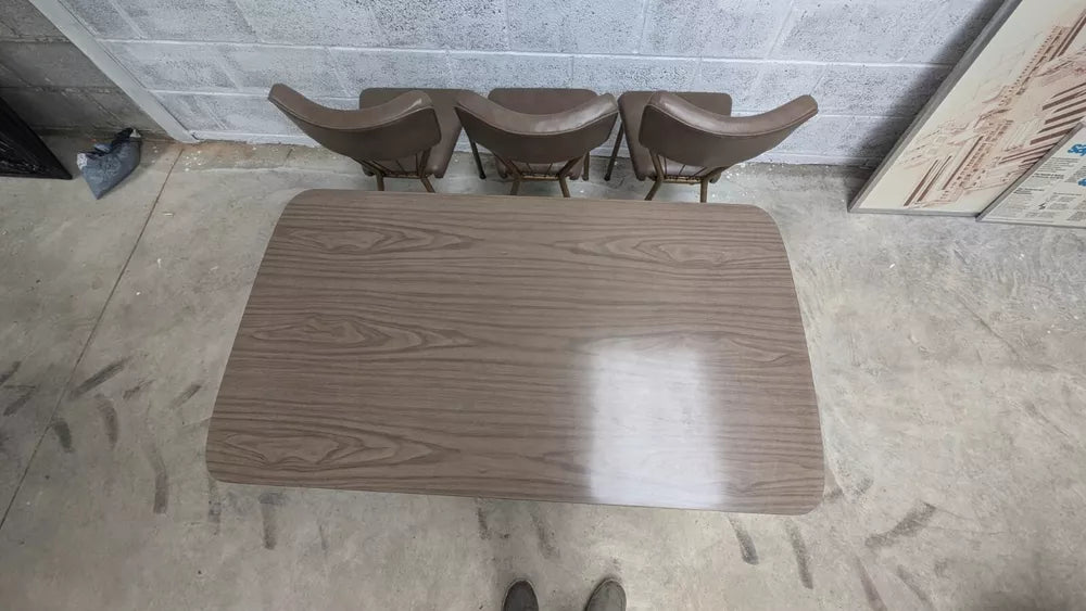 Rare Mid Century English Atomic 1960s Dining Table & 3 Chairs Vintage Stylish