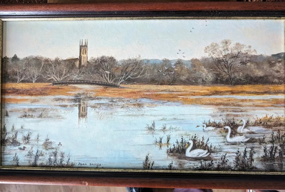 Naive signed Oil Painting on Board Stapenhill Trent Notts 85 Joan Baxter Vintage