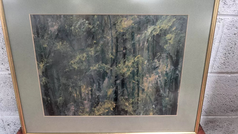 Fantastic Verdant Watercolour 'Woodlands'  oil on paper, attributed Mr Jones