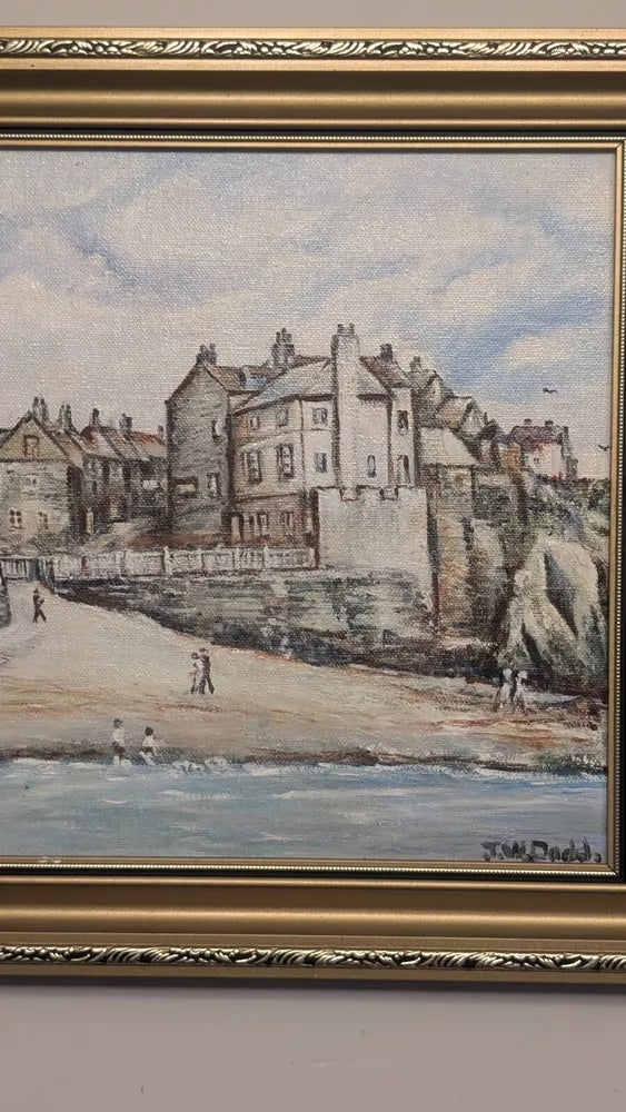 Striking & Evocative Oil On Board Robin Hood's Bay From The Sea J W Dodds