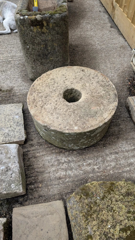 Large 18th Century Carved Sand Stone Mill stone Wheel Garden Feature 500mm