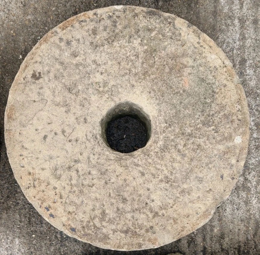 Large 18th Century Carved Sand Stone Mill stone Wheel Garden Feature 500mm