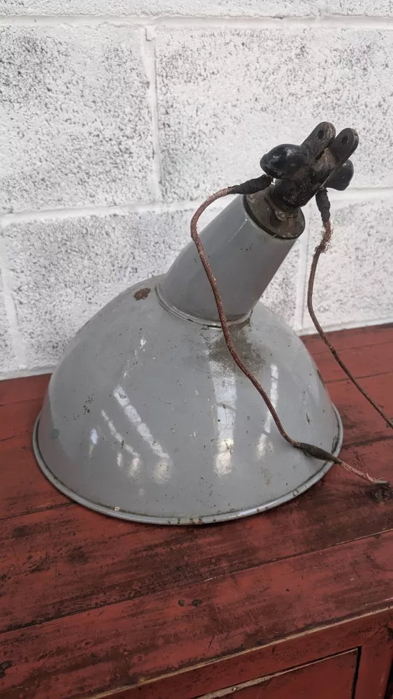 Industrial Art Enamel Factory Shade Salvage Light Fitting Funky Shape