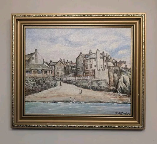 Striking & Evocative Oil On Board Robin Hood's Bay From The Sea J W Dodds