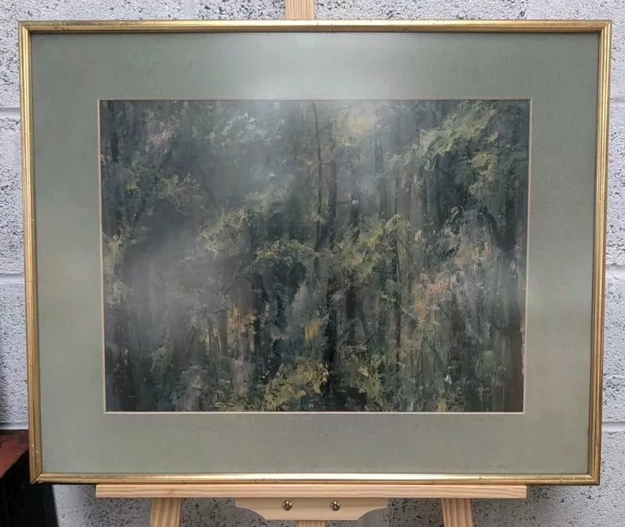 Fantastic Verdant Watercolour 'Woodlands'  oil on paper, attributed Mr Jones