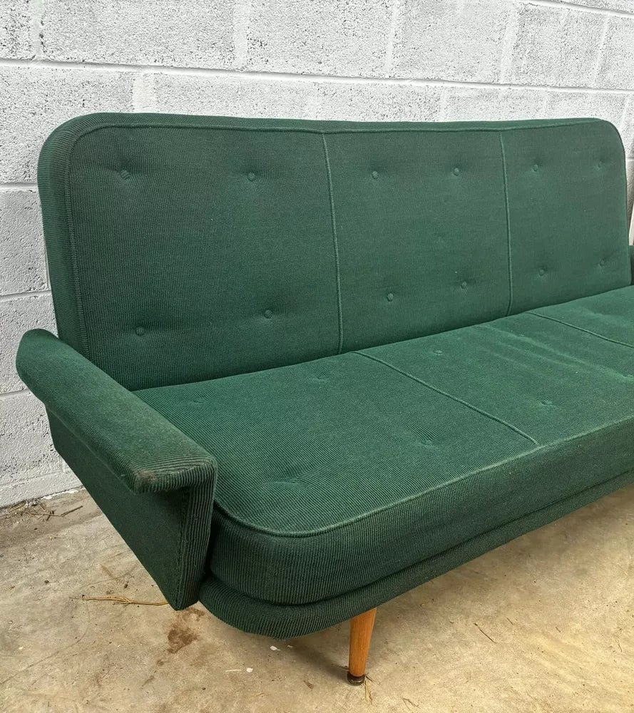 Mid Century Scandinavian Sofa Bed 1950’s MCM Steel Frame Sprung fantastic Condition