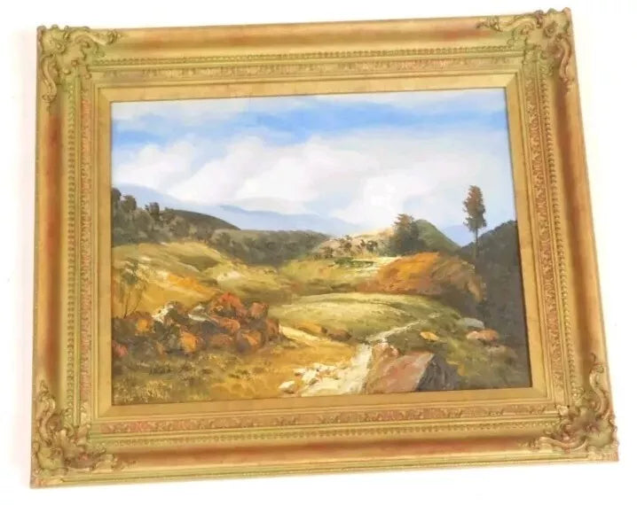 Wonderfully Evocative Landscape Oil On Board Watski Beautiful Frame Continental