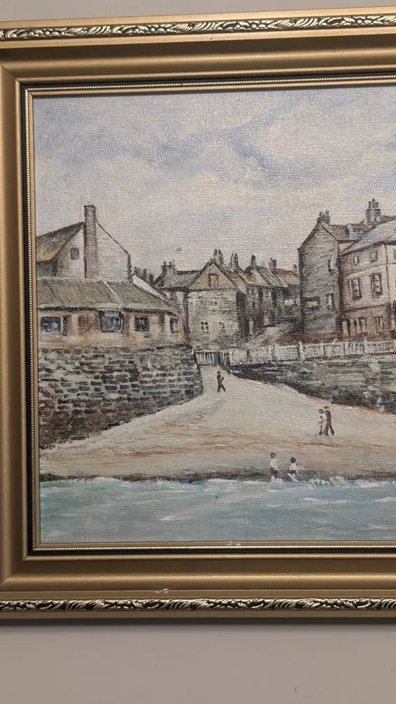 Striking & Evocative Oil On Board Robin Hood's Bay From The Sea J W Dodds