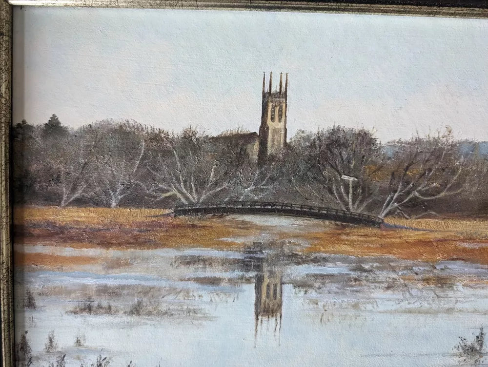 Naive signed Oil Painting on Board Stapenhill Trent Notts 85 Joan Baxter Vintage