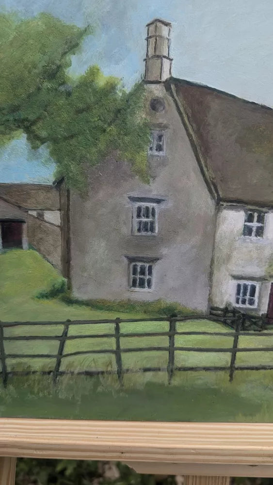 Beautiful English Cottage Oil On Board Bright Colourful Painting Ready To Frame