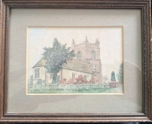 Finchampstead St James Church Watercolour T J Cooper 1986 Framed & Mounted Nice