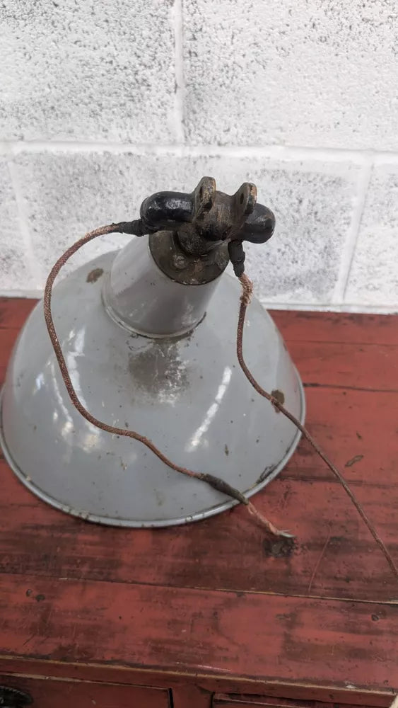 Industrial Art Enamel Factory Shade Salvage Light Fitting Funky Shape