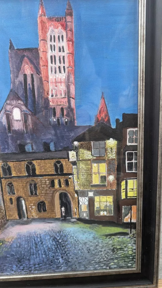 Lincoln Castle Square Joy James Acrylic On Canvas Bright Painting Framed &Glazed