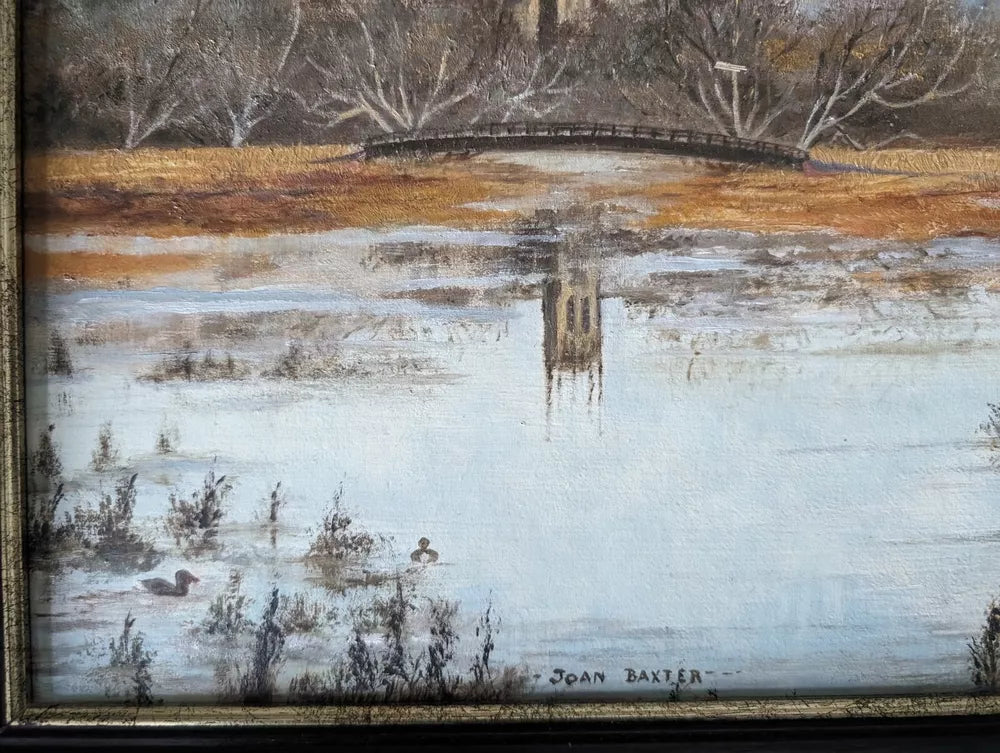 Naive signed Oil Painting on Board Stapenhill Trent Notts 85 Joan Baxter Vintage