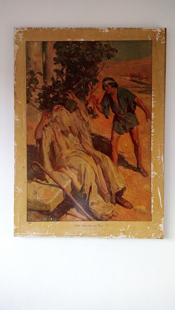 Antique Linen-backed 1920s Crossing The Jordan & The Death Of Eli Huge Prints P9