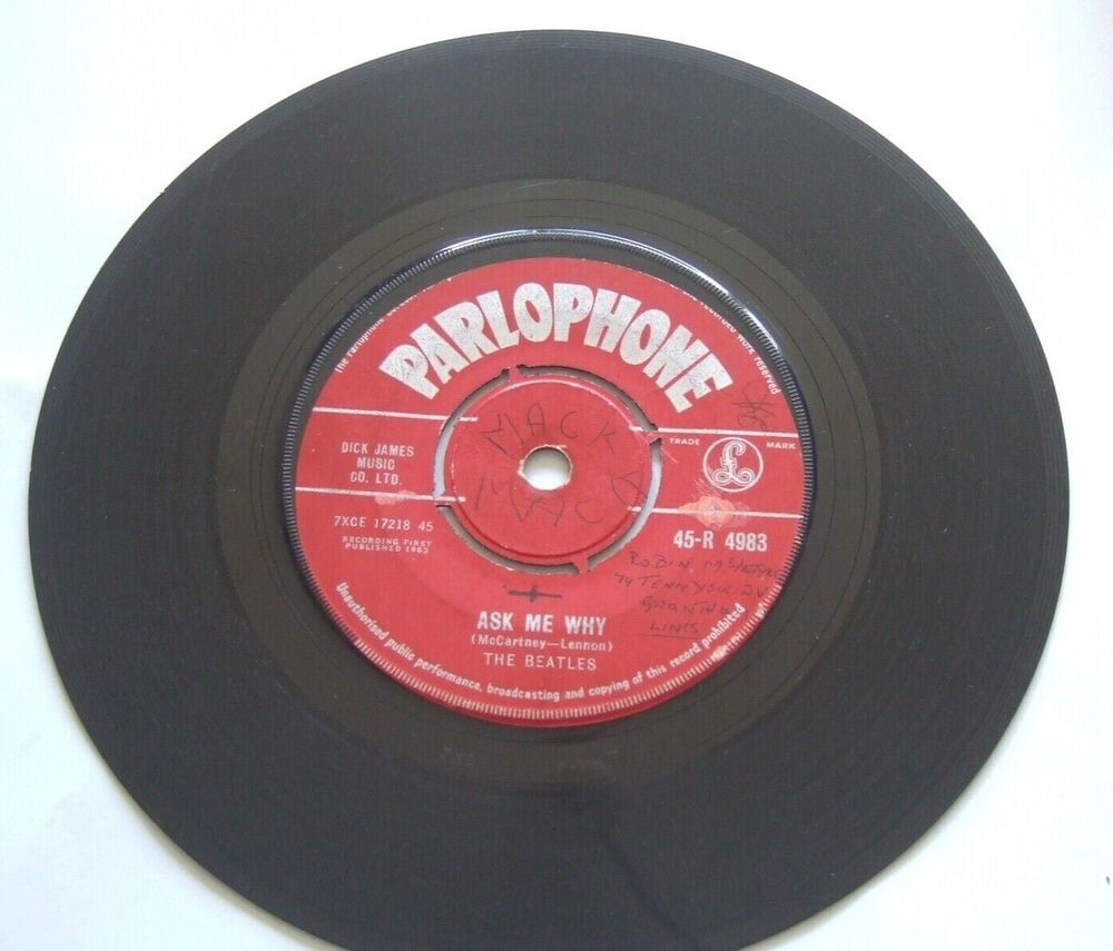 THE BEATLES PLEASE PLEASE ME/ASK ME WHY VINYL 7" 1ST PRESS 1963 RARE LABEL FAULT SOLD