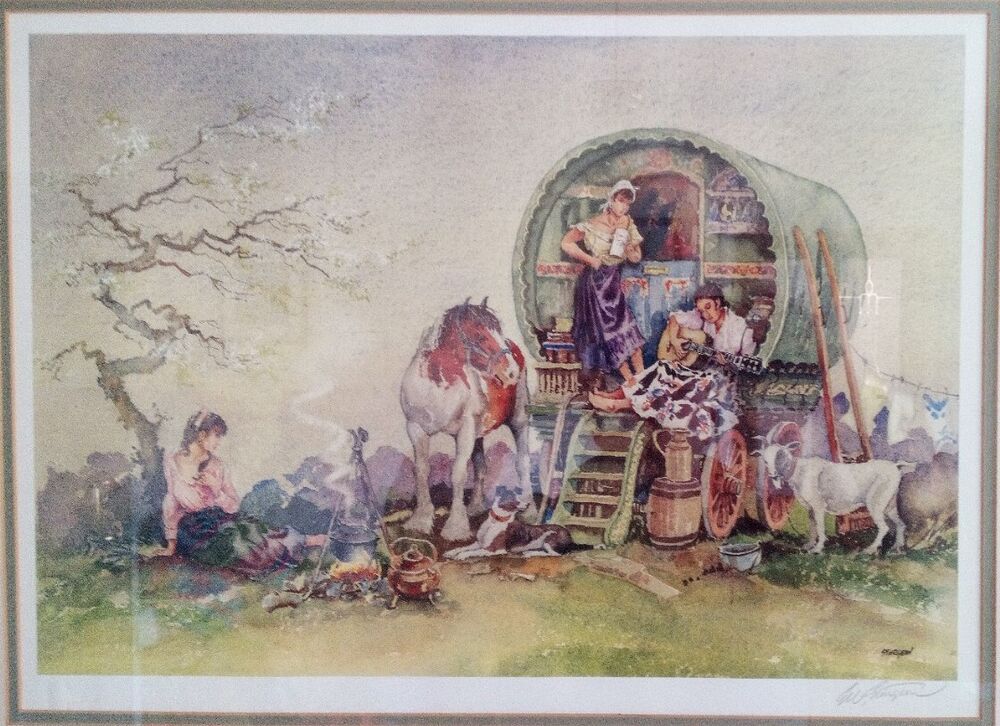 Idle Moments E.R Sturgeon Signed Mounted Limited Edition Gypsy Caravan Print P15