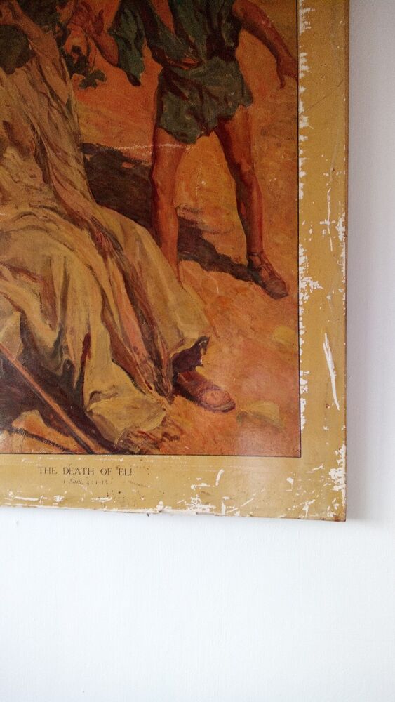 Antique Linen-backed 1920s Crossing The Jordan & The Death Of Eli Huge Prints P9