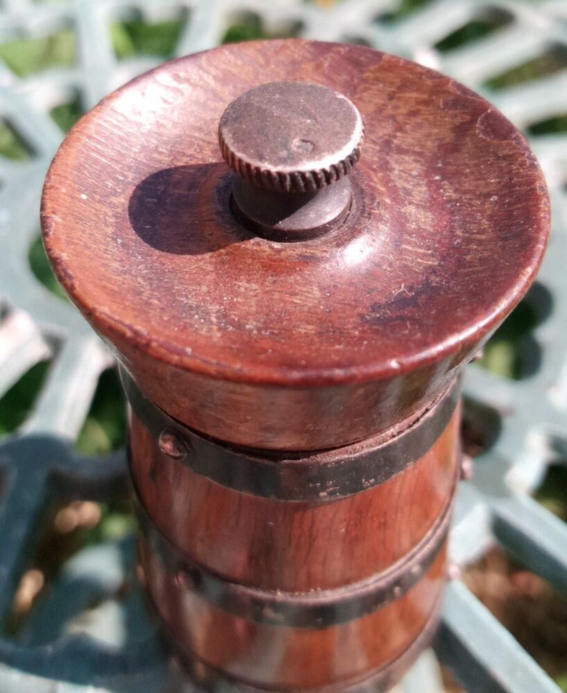 Antique Pepper Mill Sterling Silver and Oak 1907 Heath & Middleton SOLD