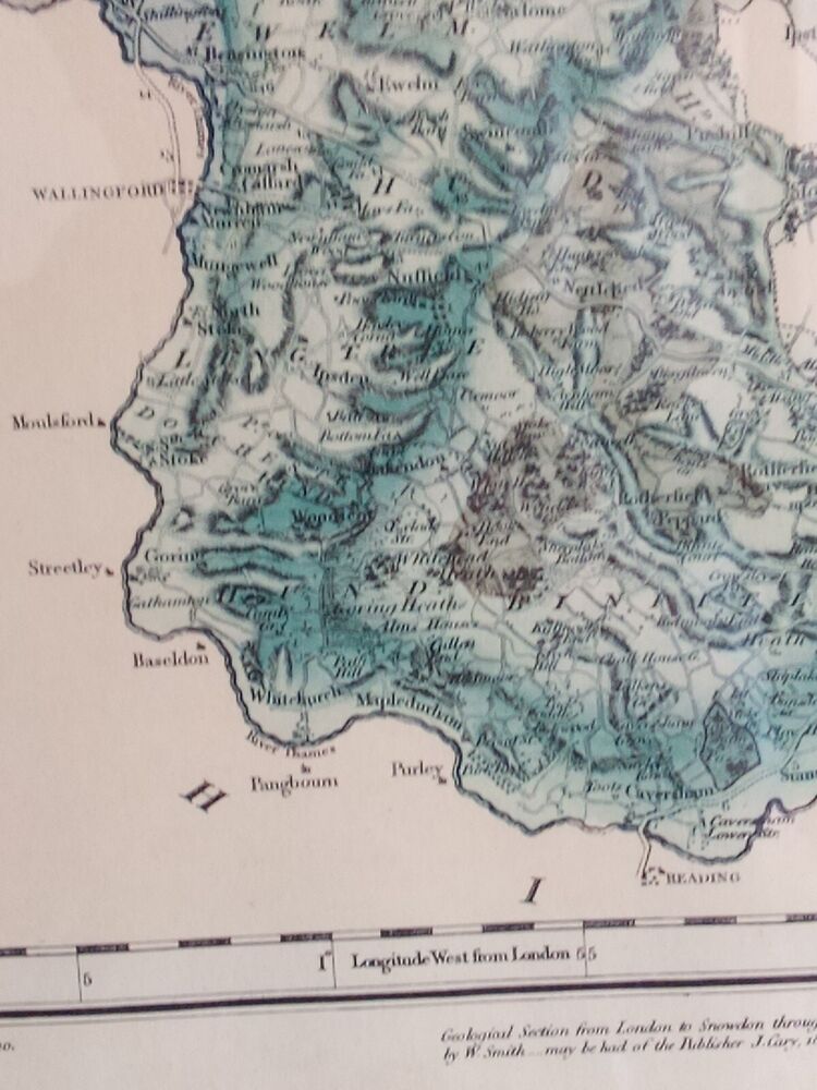 1820 Antique Mineral Map of Oxfordshire John Cary Framed VGC W Smith Surveyor P5