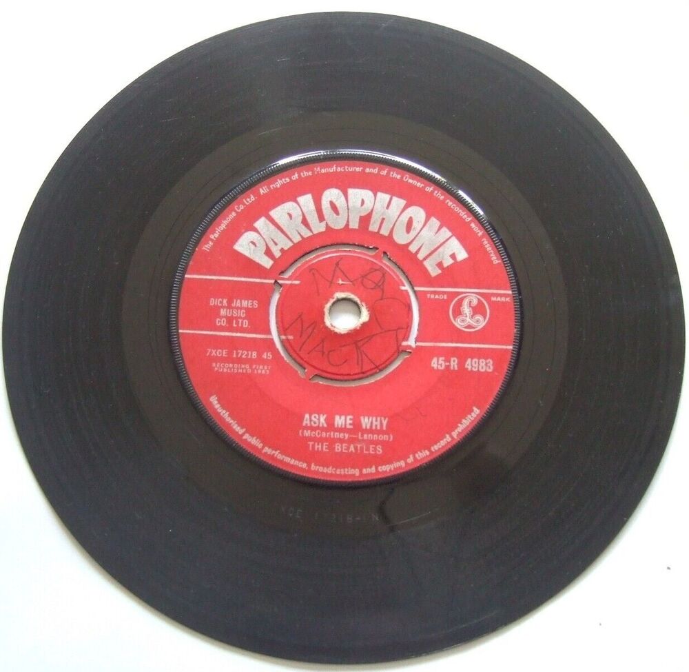 THE BEATLES PLEASE PLEASE ME/ASK ME WHY VINYL 7" 1ST PRESS 1963 RARE LABEL FAULT SOLD