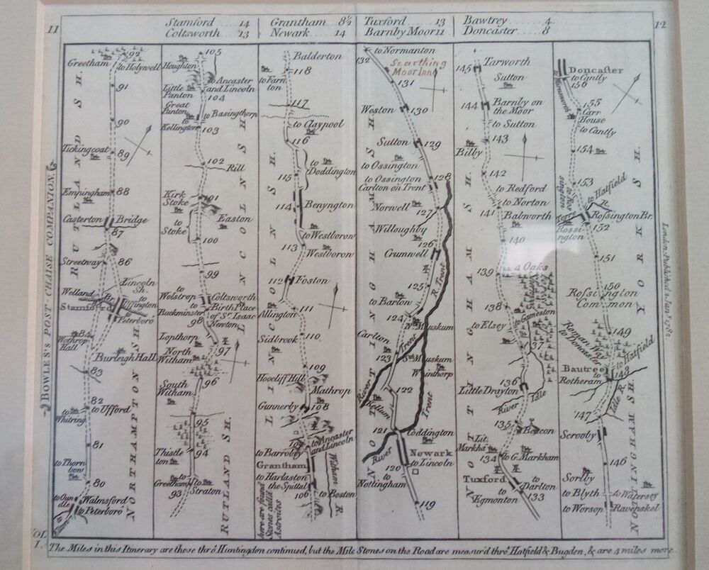 Carington Bowles's 1782 Post Chaise Companion Stamford Grantham Bawtrey Etc P7