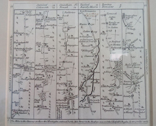Carington Bowles's 1782 Post Chaise Companion Stamford Grantham Bawtrey Etc P7