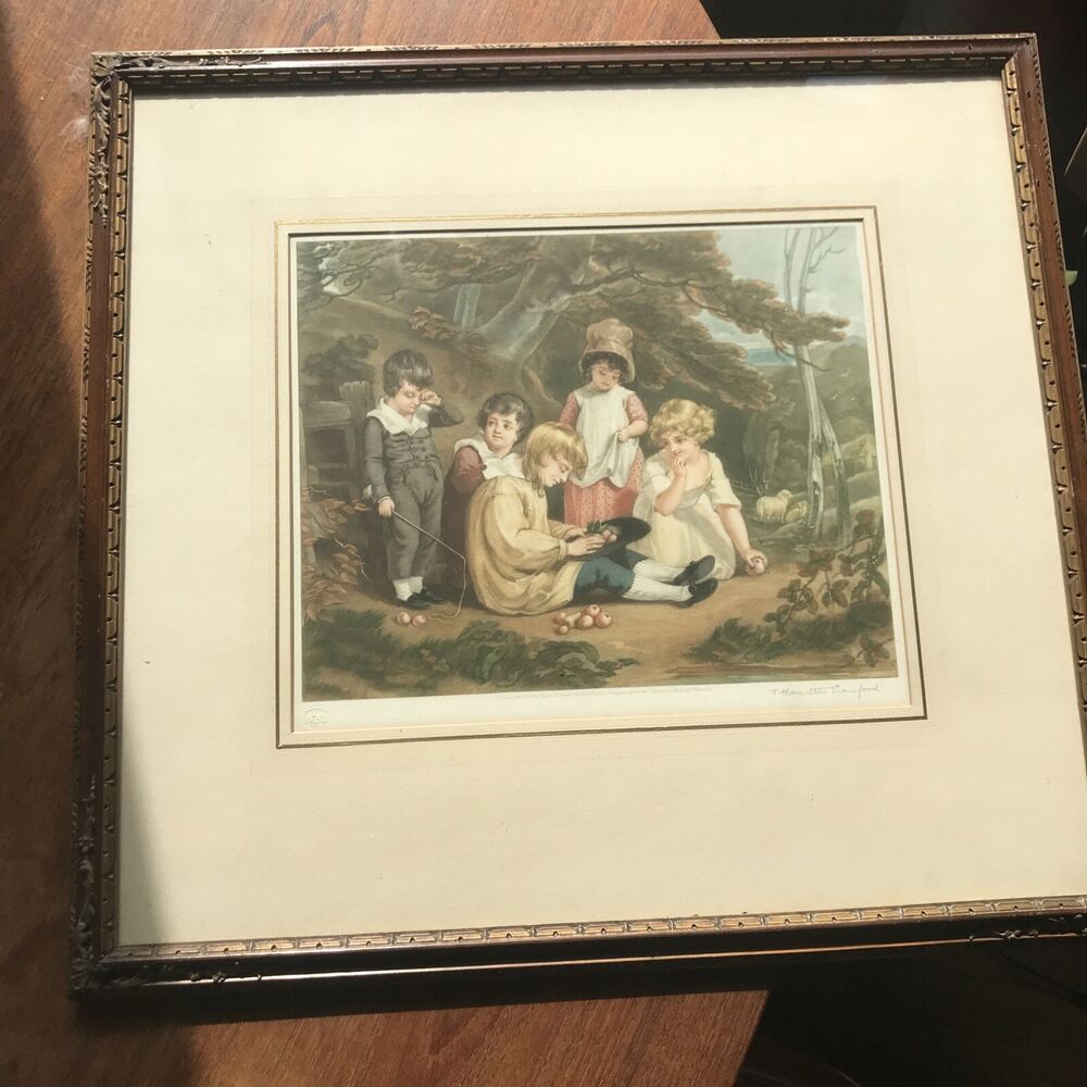 Trio of T. HAMILTON CRAWFORD Antique Lithograph mezzottints framed C.1925