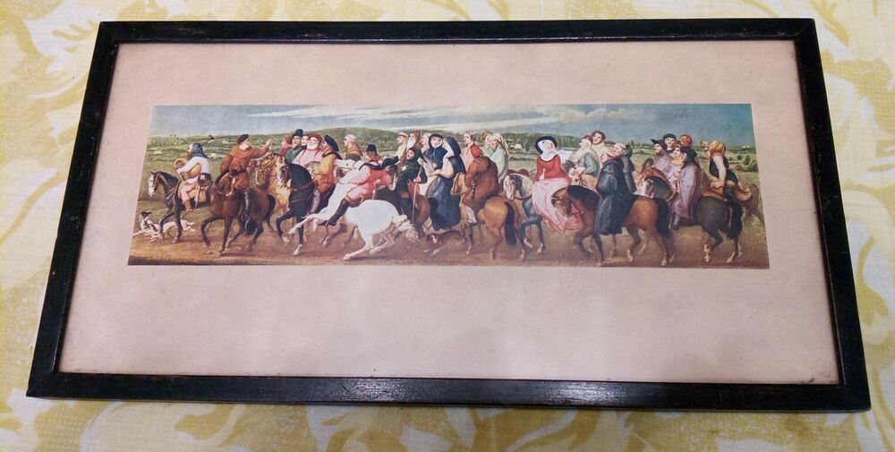 Rare Vintage Print Chaucer Pilgrims to Canterbury Edmund T. Parris (1793-1873)