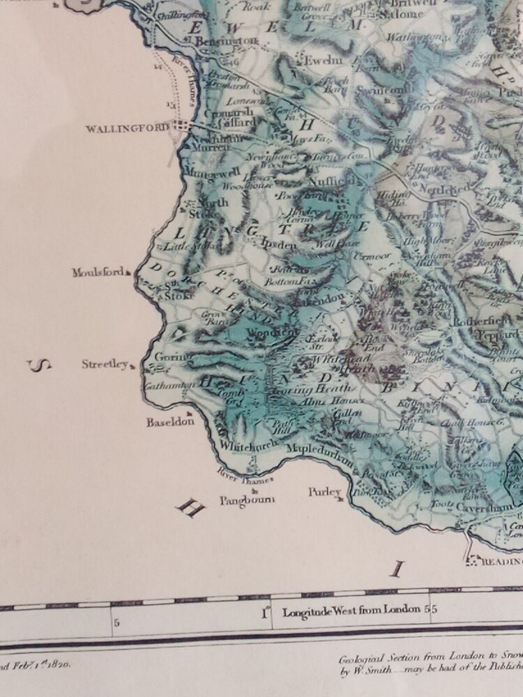 1820 Antique Mineral Map of Oxfordshire John Cary Framed VGC W Smith Surveyor P5