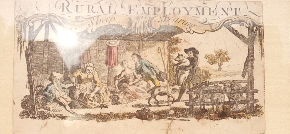 Cluer Dicey & Co Antique prints c.1763 Rural Employment Sheep shearing & Harvest