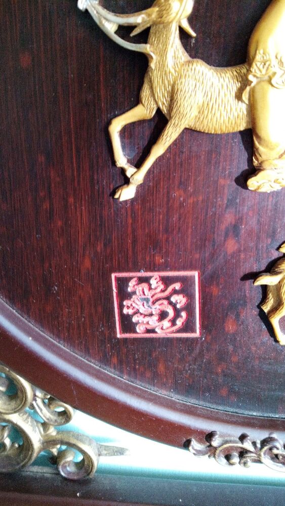 Vintage Chinese carved hardwood panel gilt couple & animals Eyecatching wall hanging