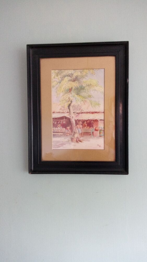 Cambodian School Watercolour Market/Street Scene Signed A Li P18