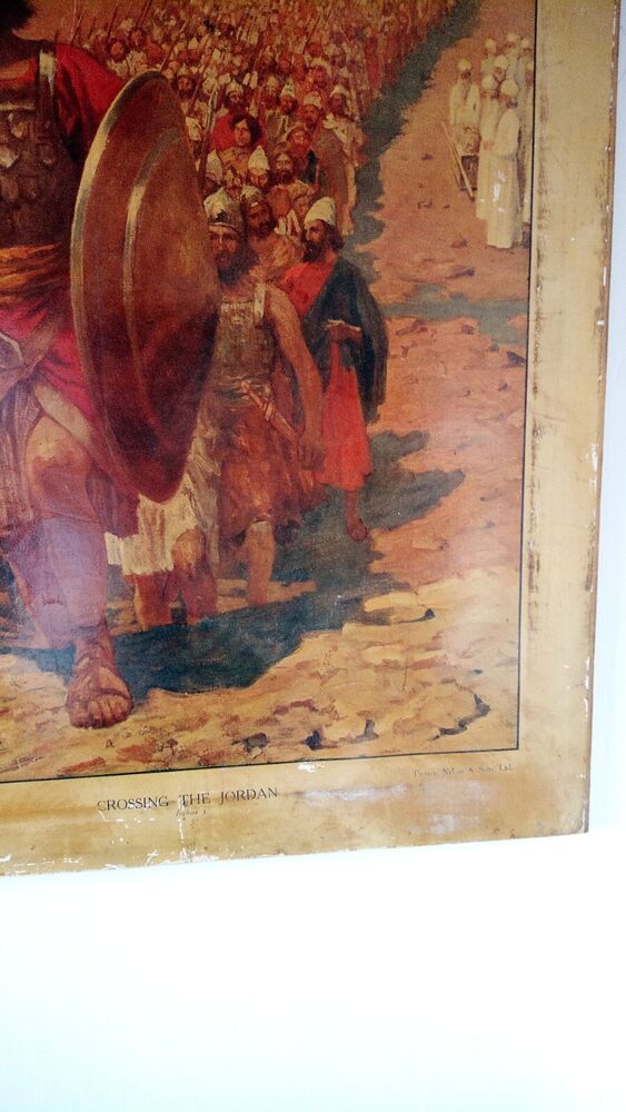 Antique Linen-backed 1920s Crossing The Jordan & The Death Of Eli Huge Prints P9