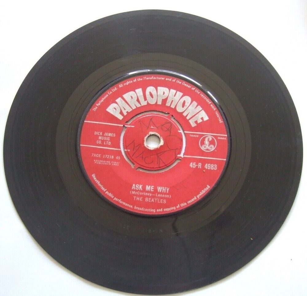 THE BEATLES PLEASE PLEASE ME/ASK ME WHY VINYL 7" 1ST PRESS 1963 RARE LABEL FAULT SOLD