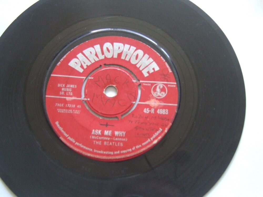 THE BEATLES PLEASE PLEASE ME/ASK ME WHY VINYL 7" 1ST PRESS 1963 RARE LABEL FAULT SOLD