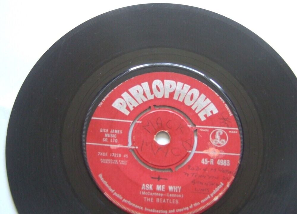 THE BEATLES PLEASE PLEASE ME/ASK ME WHY VINYL 7" 1ST PRESS 1963 RARE LABEL FAULT SOLD