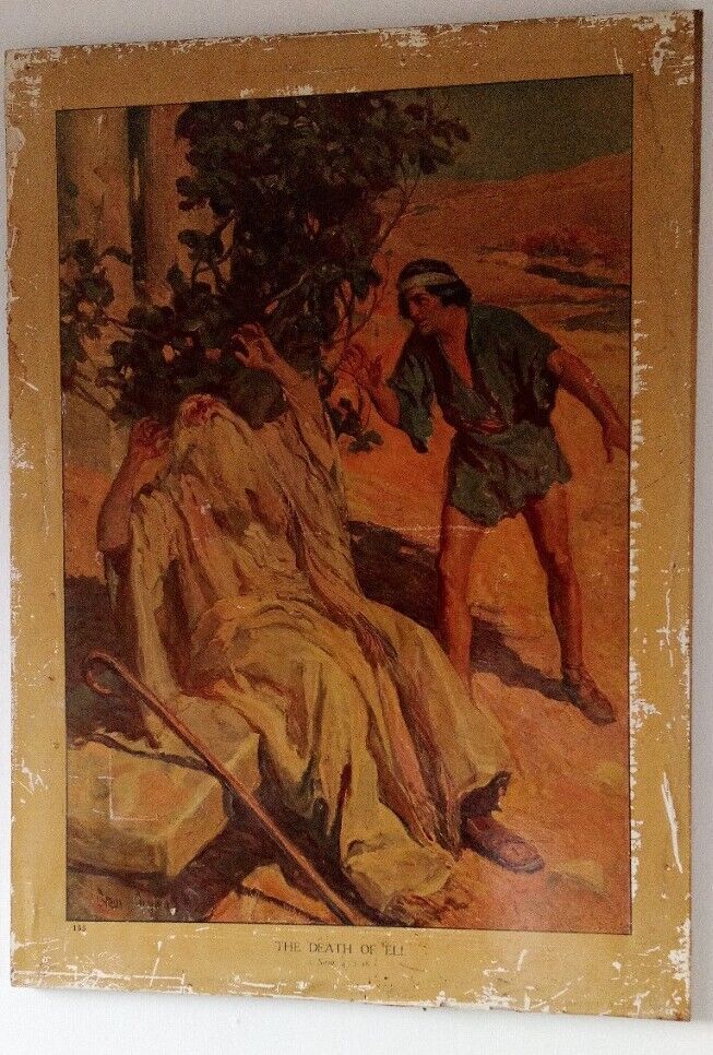 Antique Linen-backed 1920s Crossing The Jordan & The Death Of Eli Huge Prints P9