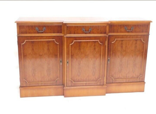 An Antique Style Break Front Yew veneer Sideboard ~Delivery Available~