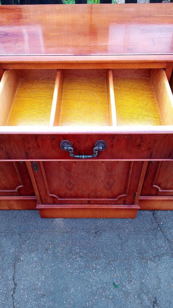 An Antique Style Break Front Yew veneer Sideboard ~Delivery Available~